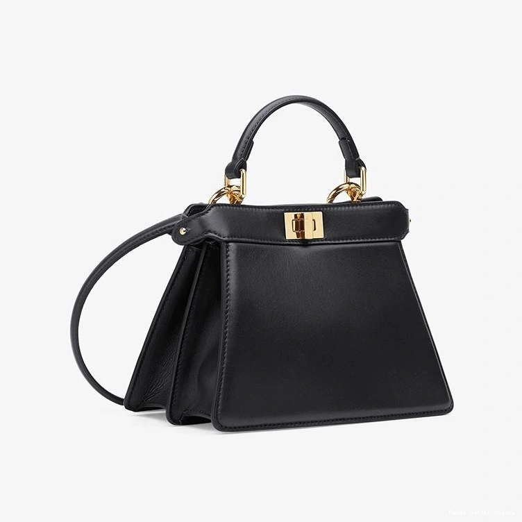 Affordable Fendi ISeeU Petite Peekaboo Leather Nappa Black Bag In 0803